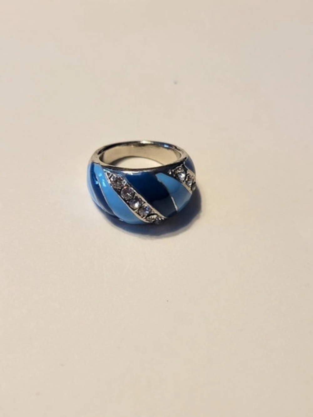 Blue Enamel Statement Ring